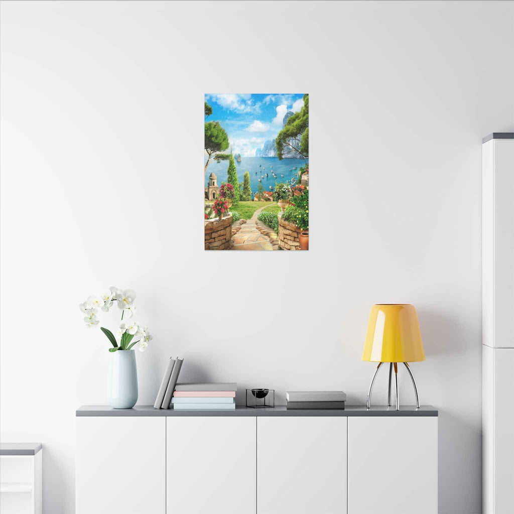 Mediterranean Seaside Canvas Art - Stunning Matte Stretched Wall Painting - TheKaraHan