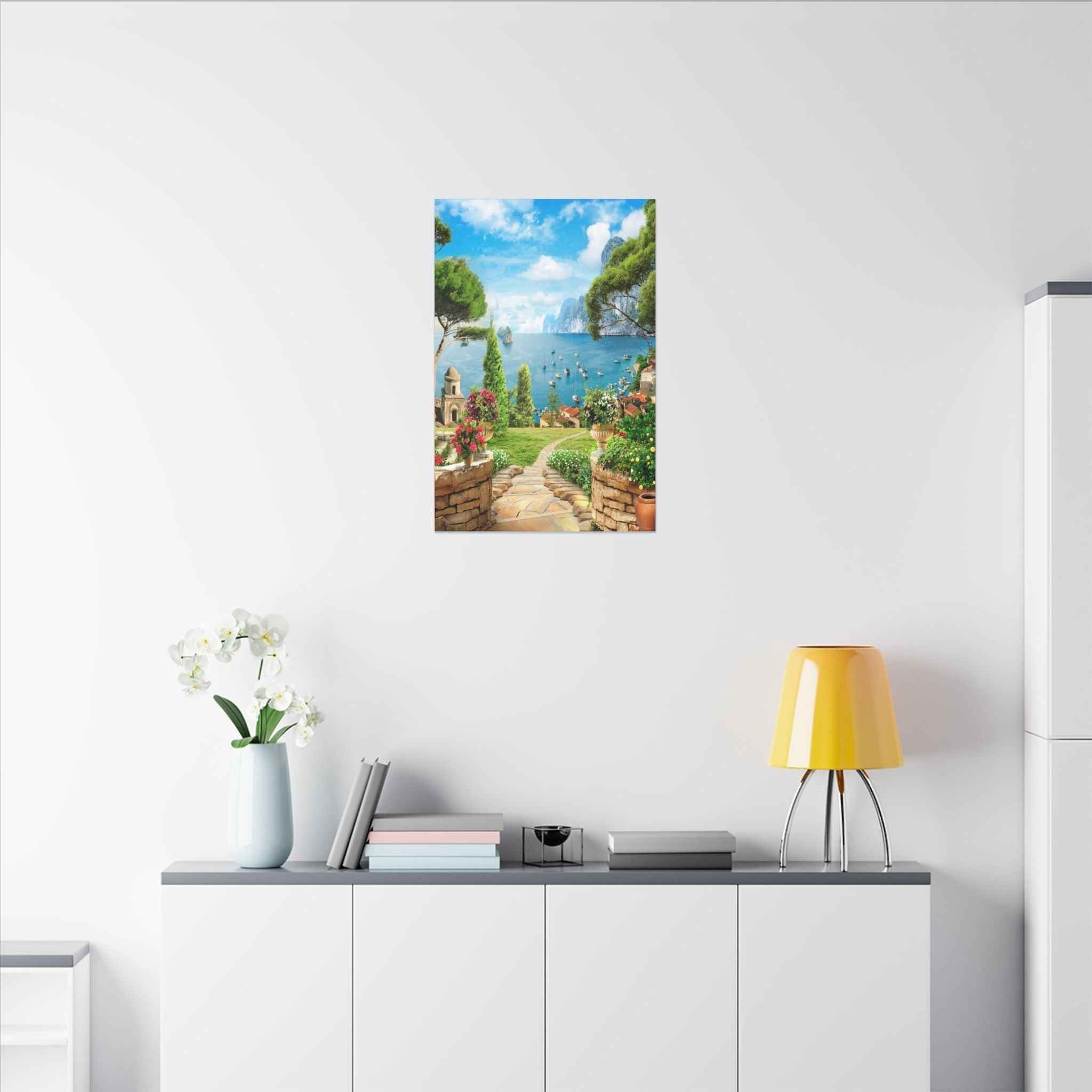 Mediterranean Seaside Canvas Art - Stunning Matte Stretched Wall Painting - TheKaraHan