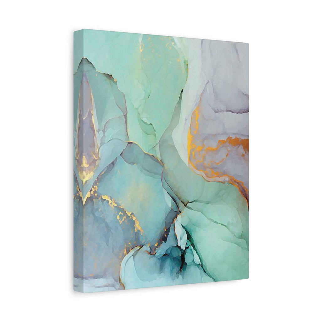 Aqua Marble Canvas Art - Matte Stretched Abstract Wall Print for Modern Decor - TheKaraHan