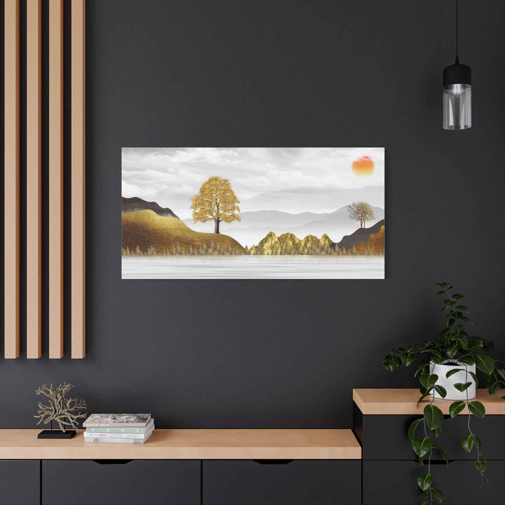 Golden Tree Landscape Canvas Wall Art