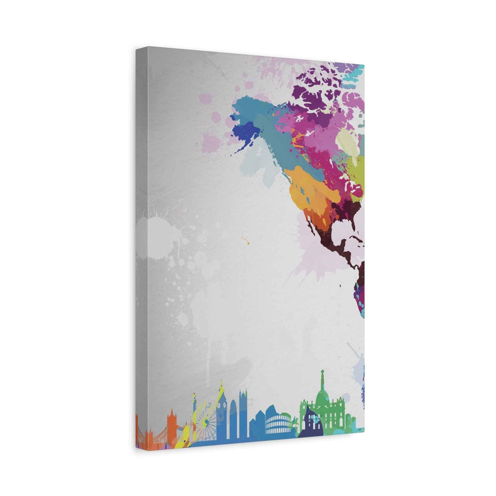 Color Splash World Map Canvas Art – Modern Stretched Matte Wall Decor - TheKaraHan