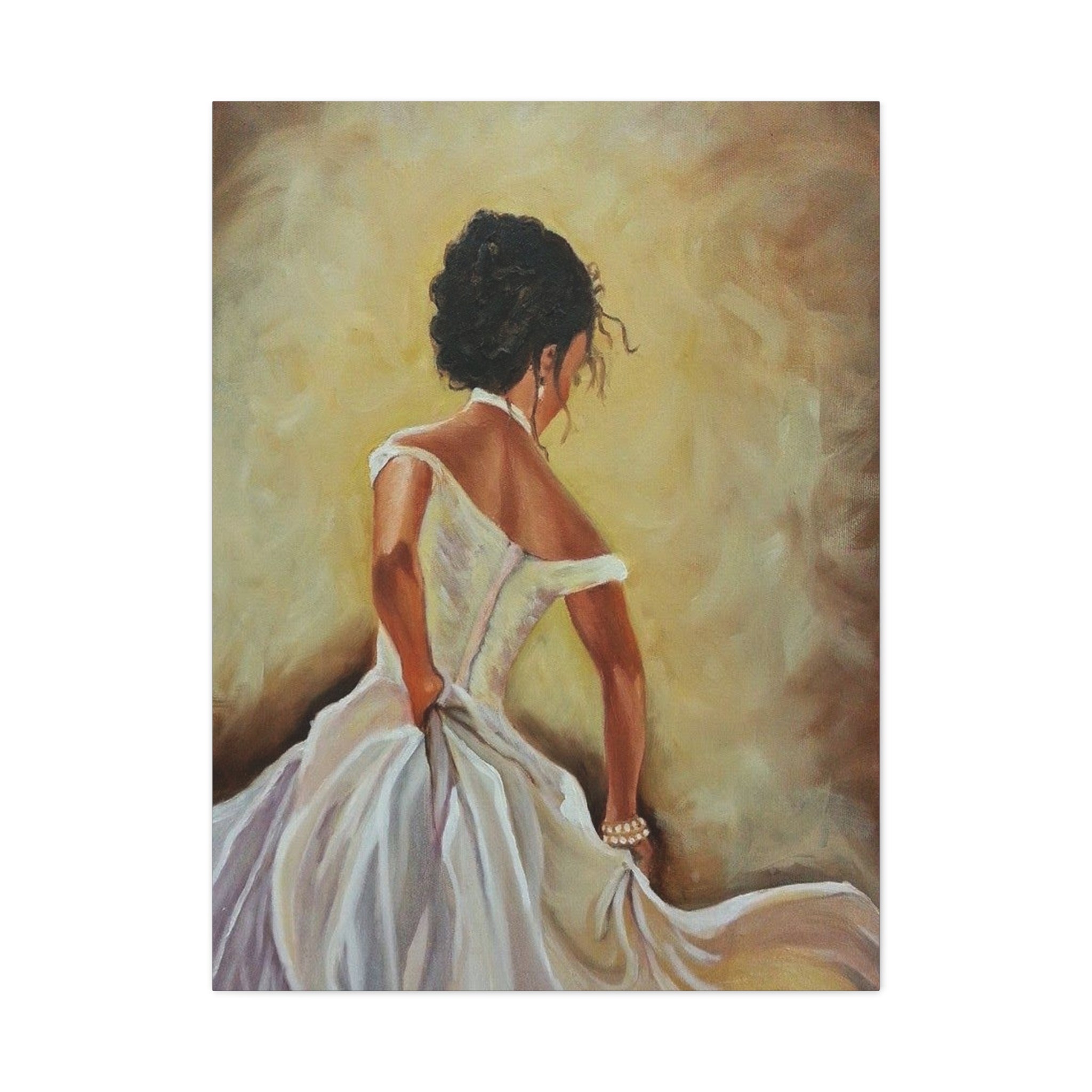 Elegant Bride Portrait Canvas Print — Romantic Wedding Wall Art 