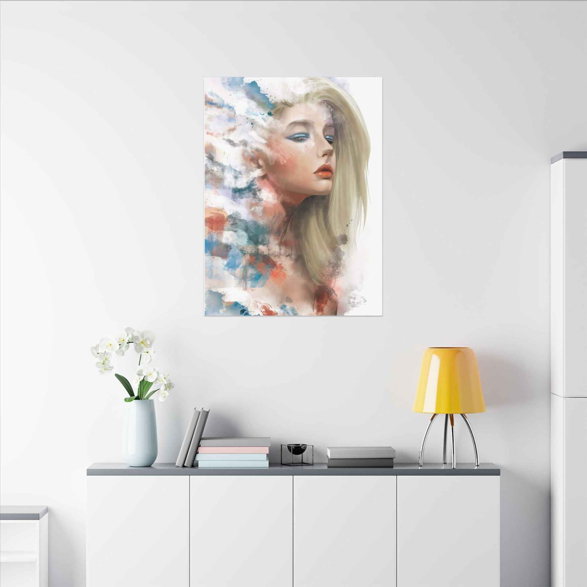 Watercolor Portrait Canvas Art - Dreamy Female Face - TheKaraHan