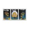 Golden Ginkgo Leaf Triptych Canvas Wall Art – Botanical Wall Decor