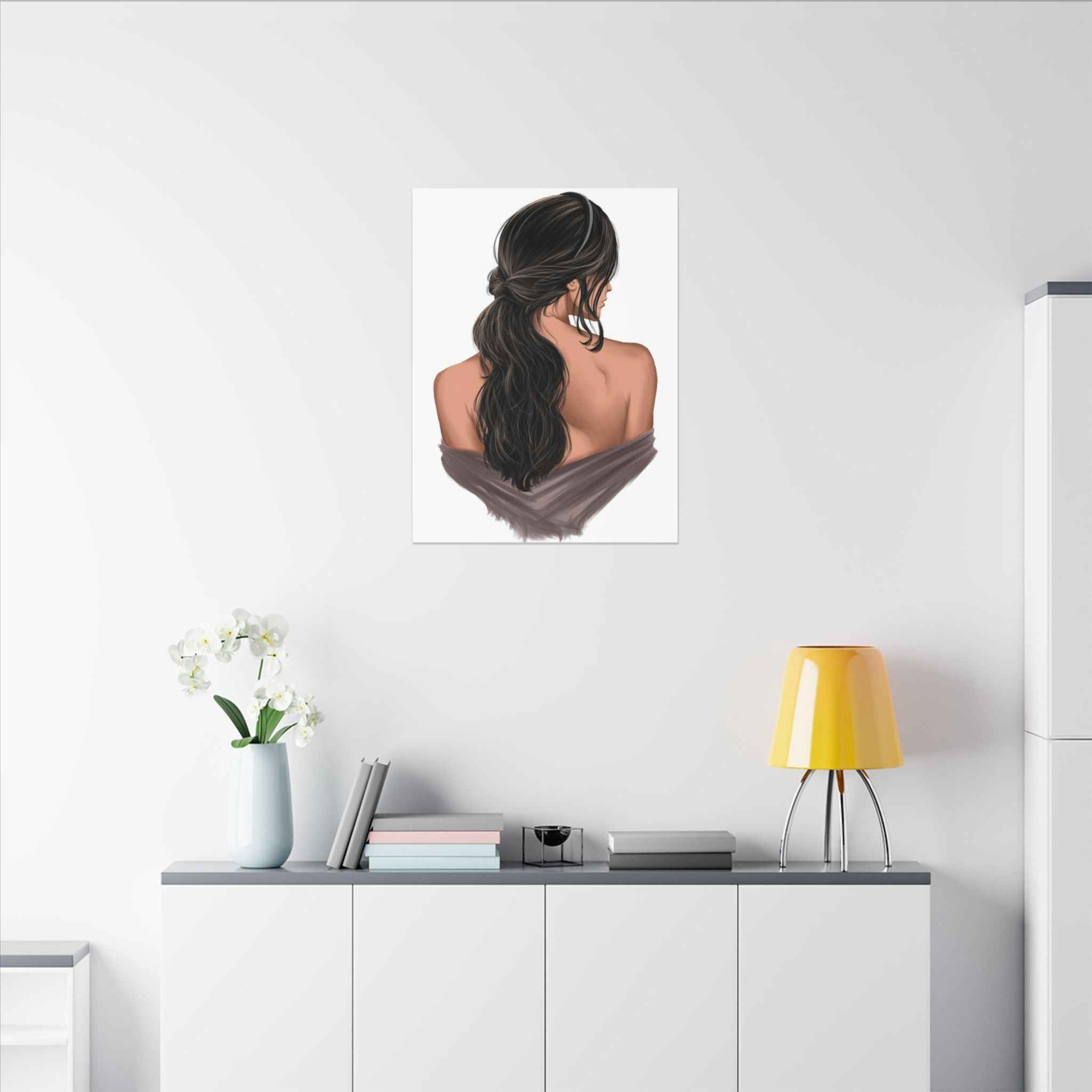 Portrait Canvas Print Woman Back View with Loose Ponytail – Perfect Home Decor for Every Room - TheKaraHan