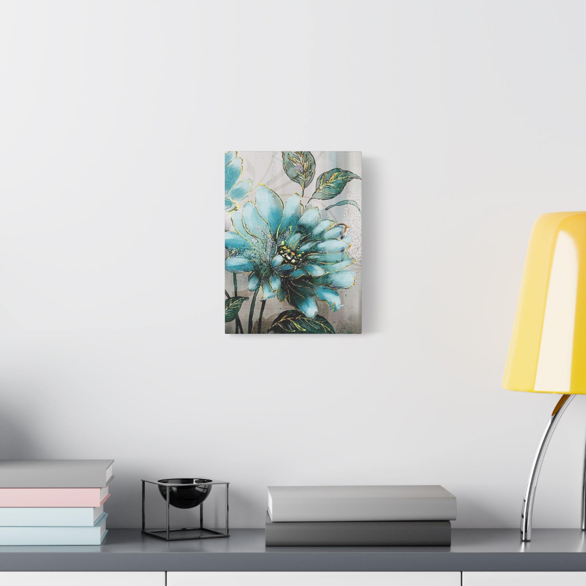 Teal Floral Canvas Print — Matte Stretched Wall Art 