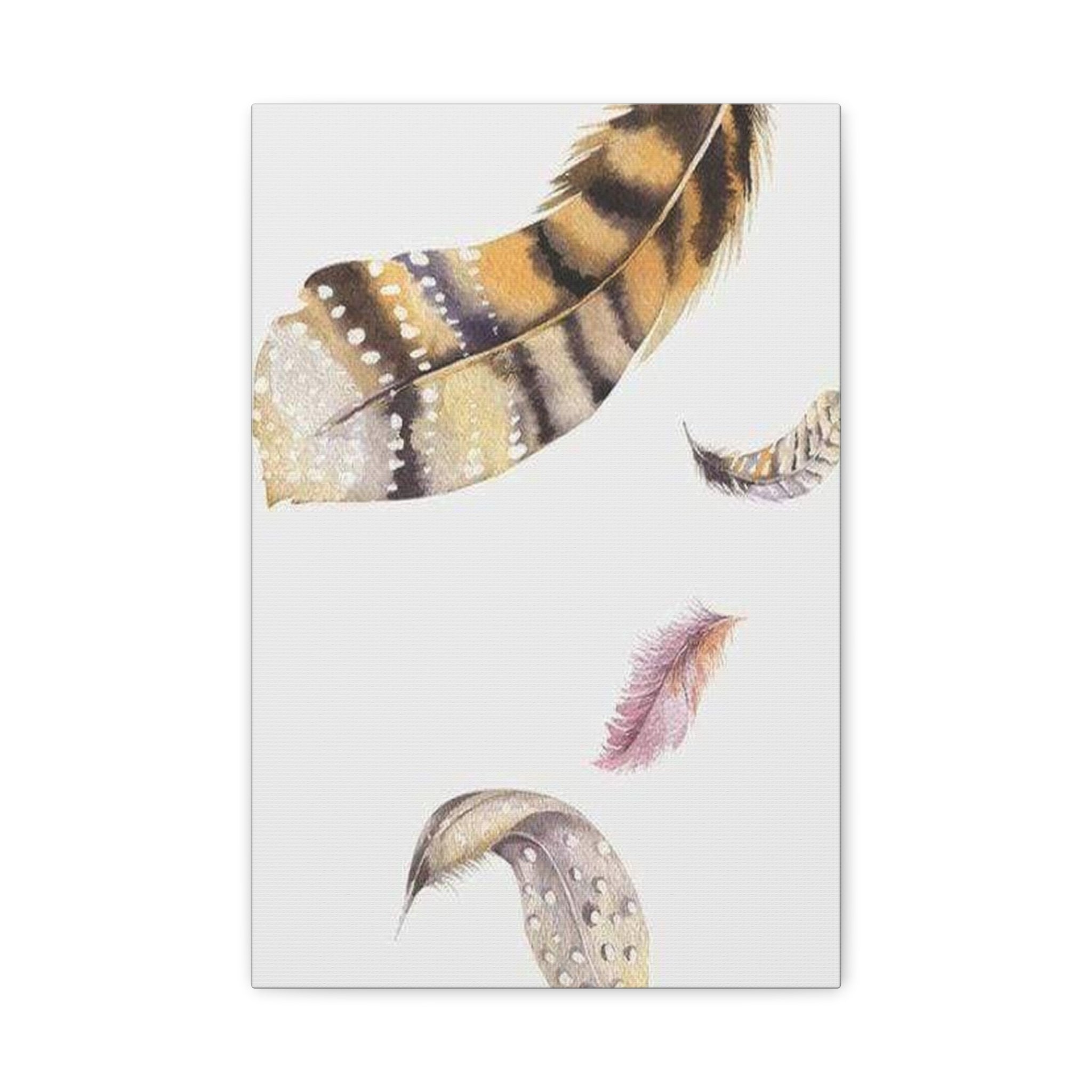 Watercolor Feather Canvas Print — Boho Wall Art, Neutral Feather Nursery Decor 