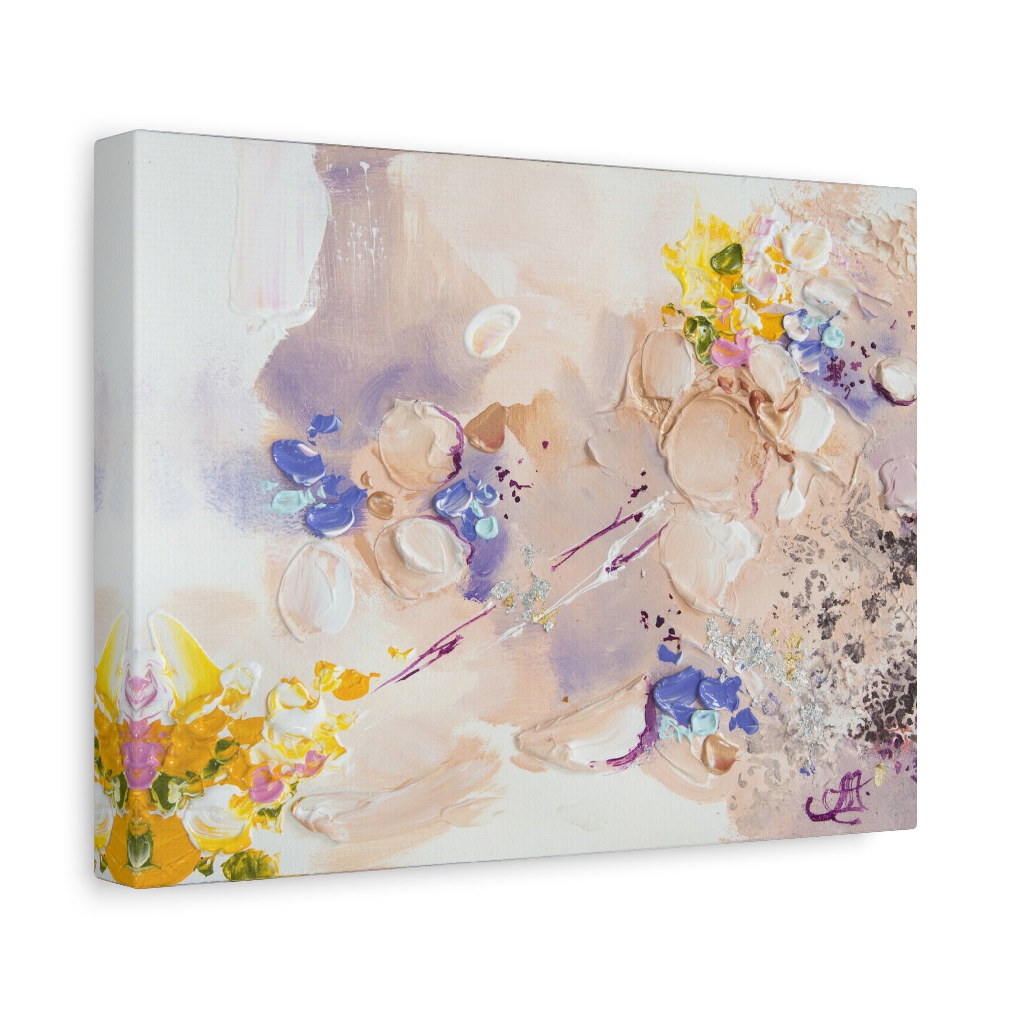 Abstract Floral Matte Canvas Wall Art — Pastel Bouquet Stretched Print 