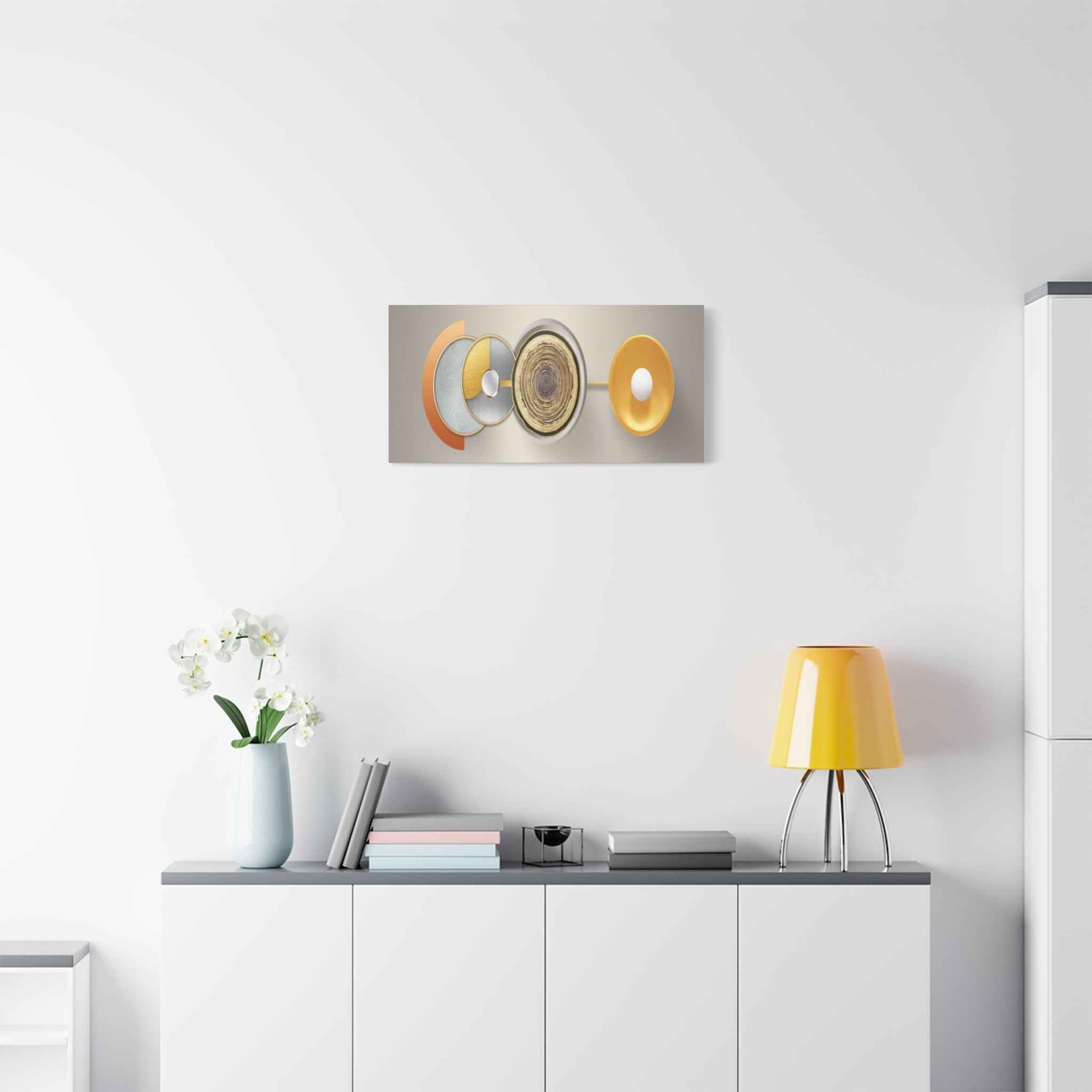 Abstract Gold Geometric Wall Art Canvas – Modern Luxury Metallic Circle Artwork