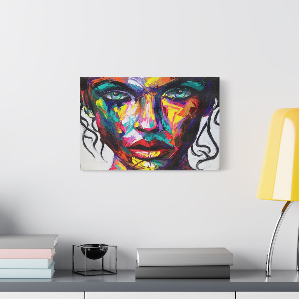 Abstract Colorful Woman Portrait Canvas – Matte Stretched Wall Art 