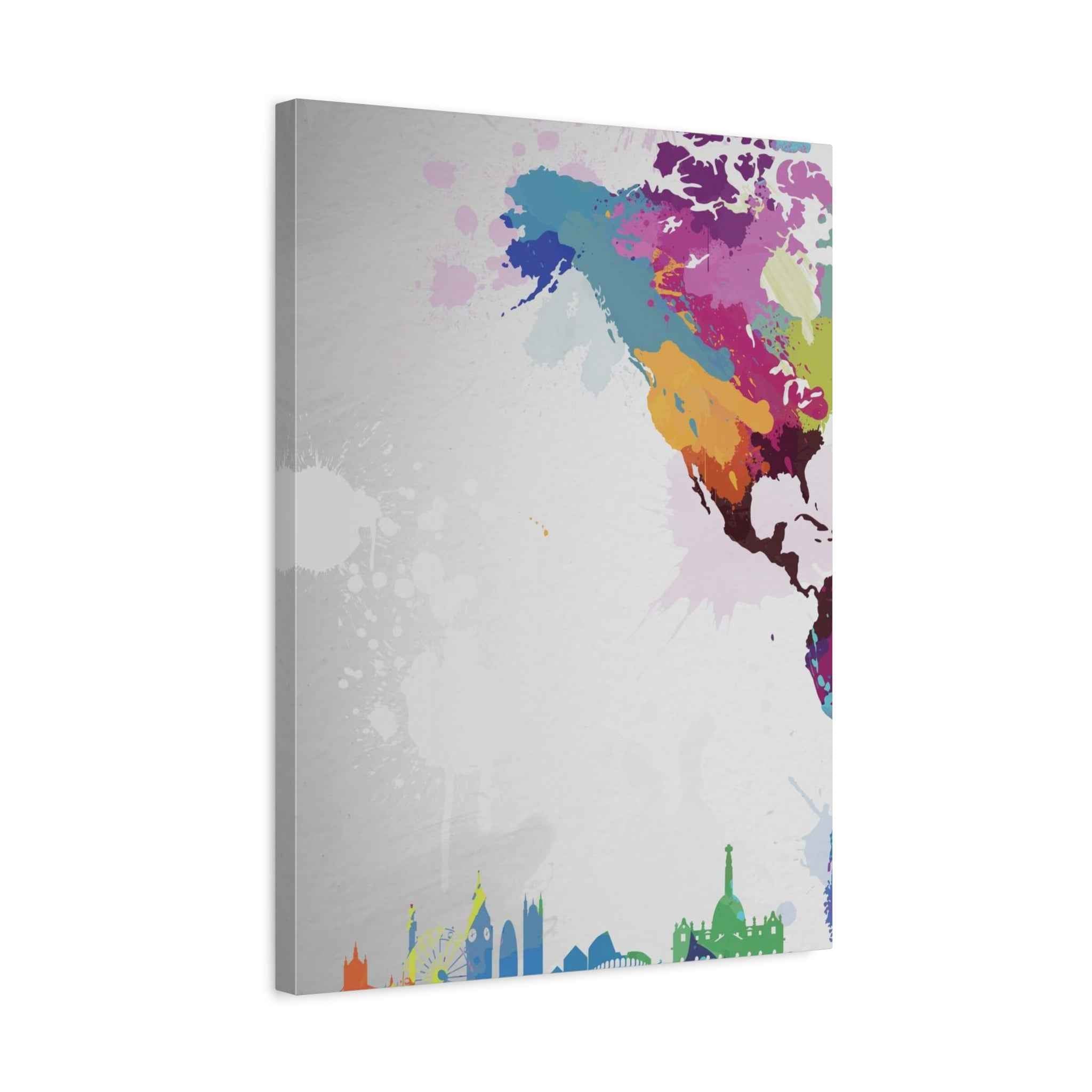 Color Splash World Map Canvas Art – Modern Stretched Matte Wall Decor - TheKaraHan