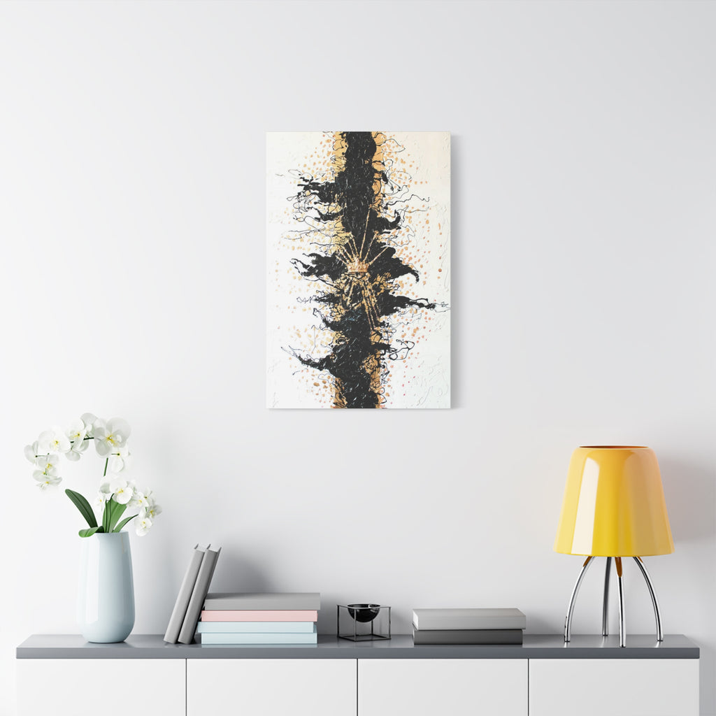Abstract Black & Gold Crown Canvas Art — Matte Stretched Wall Decor 