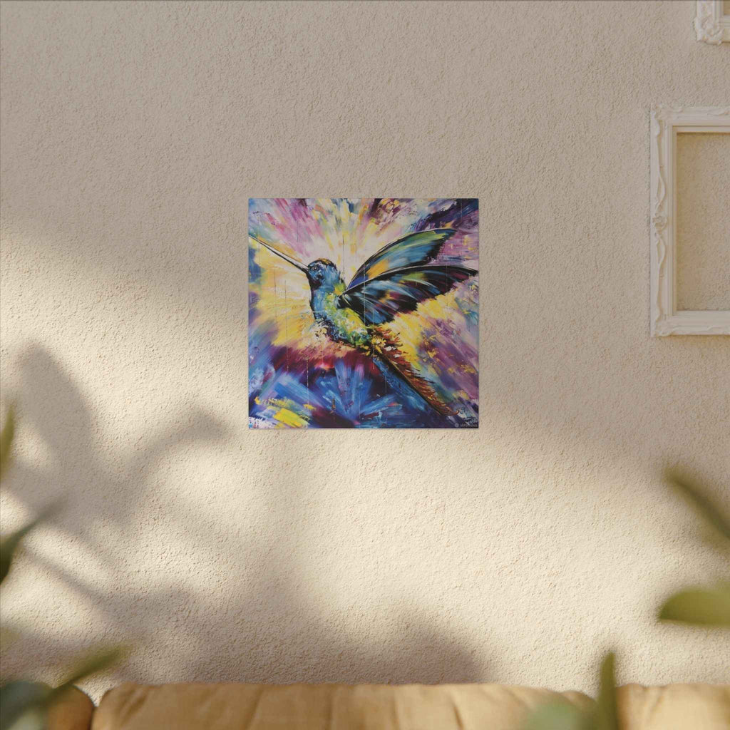 Vibrant Hummingbird Canvas Art - Colorful Abstract Bird Wall Decor (Matte Stretched) - TheKaraHan