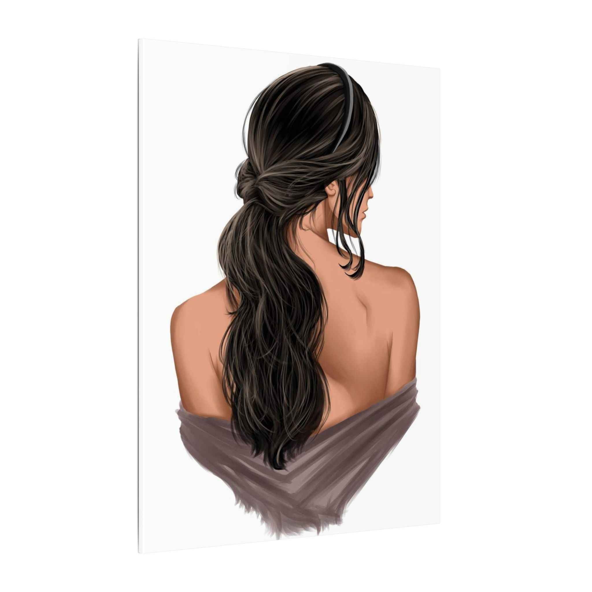 Portrait Canvas Print Woman Back View with Loose Ponytail – Perfect Home Decor for Every Room - TheKaraHan