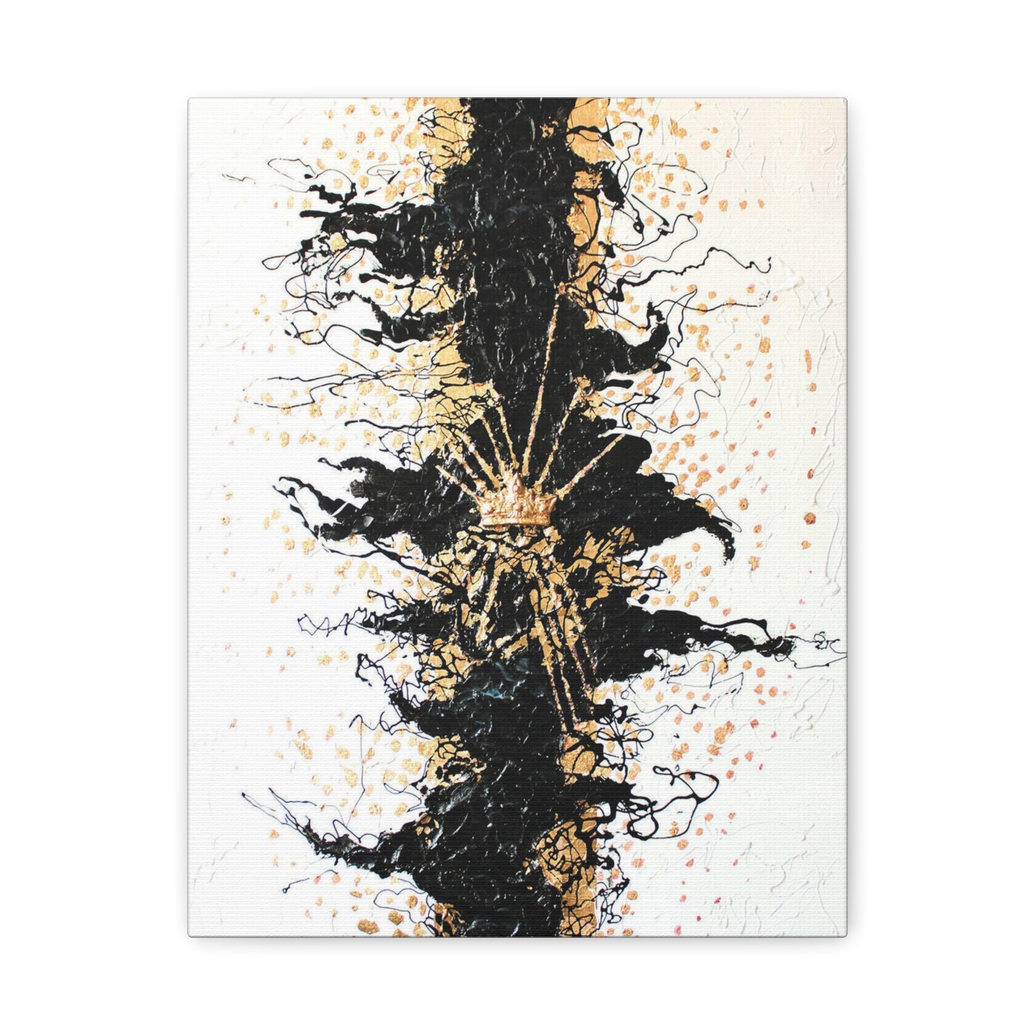 Abstract Black & Gold Crown Canvas Art — Matte Stretched Wall Decor 