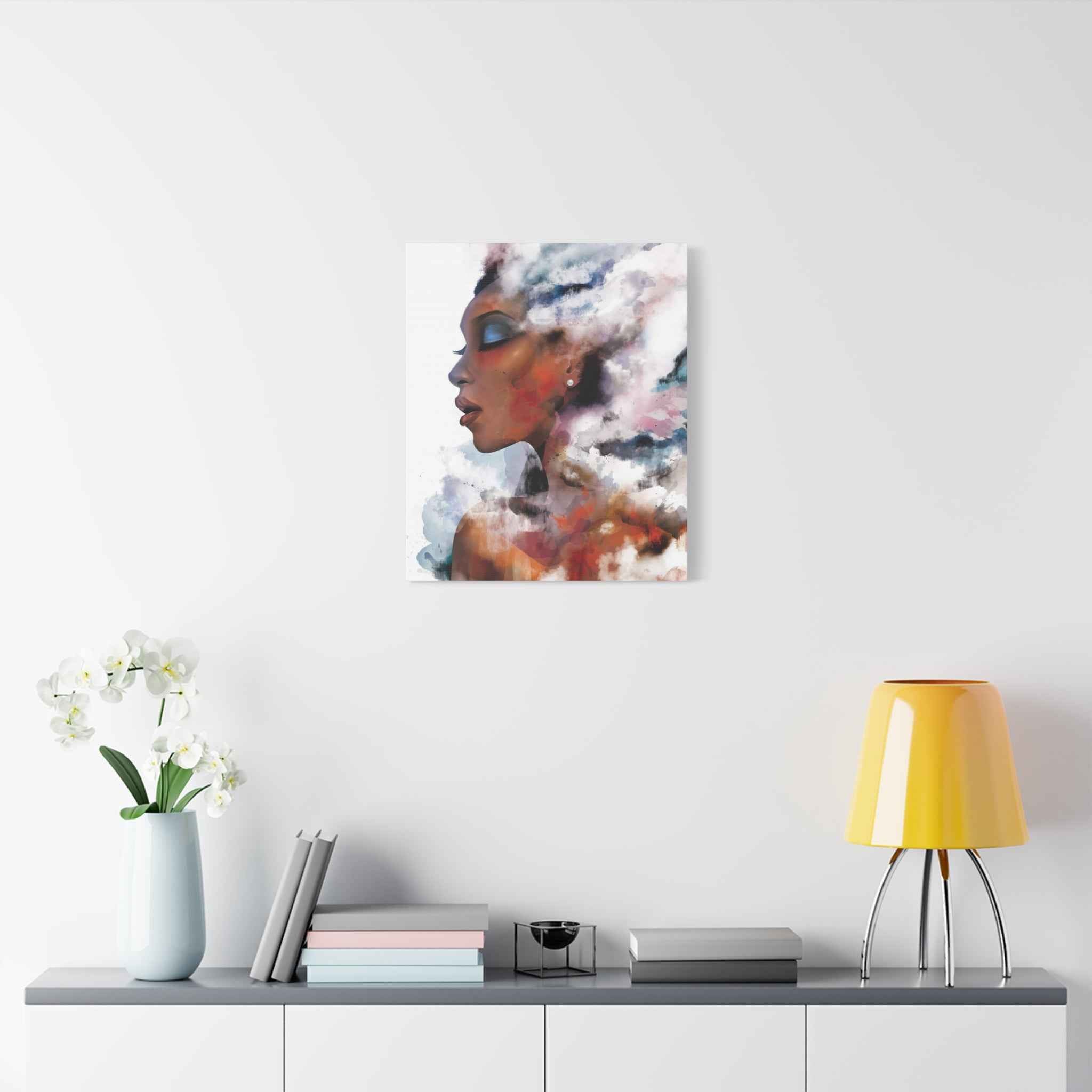 Abstract Watercolor Woman Art - Dreamy Canvas Portrait Wall Decor - TheKaraHan