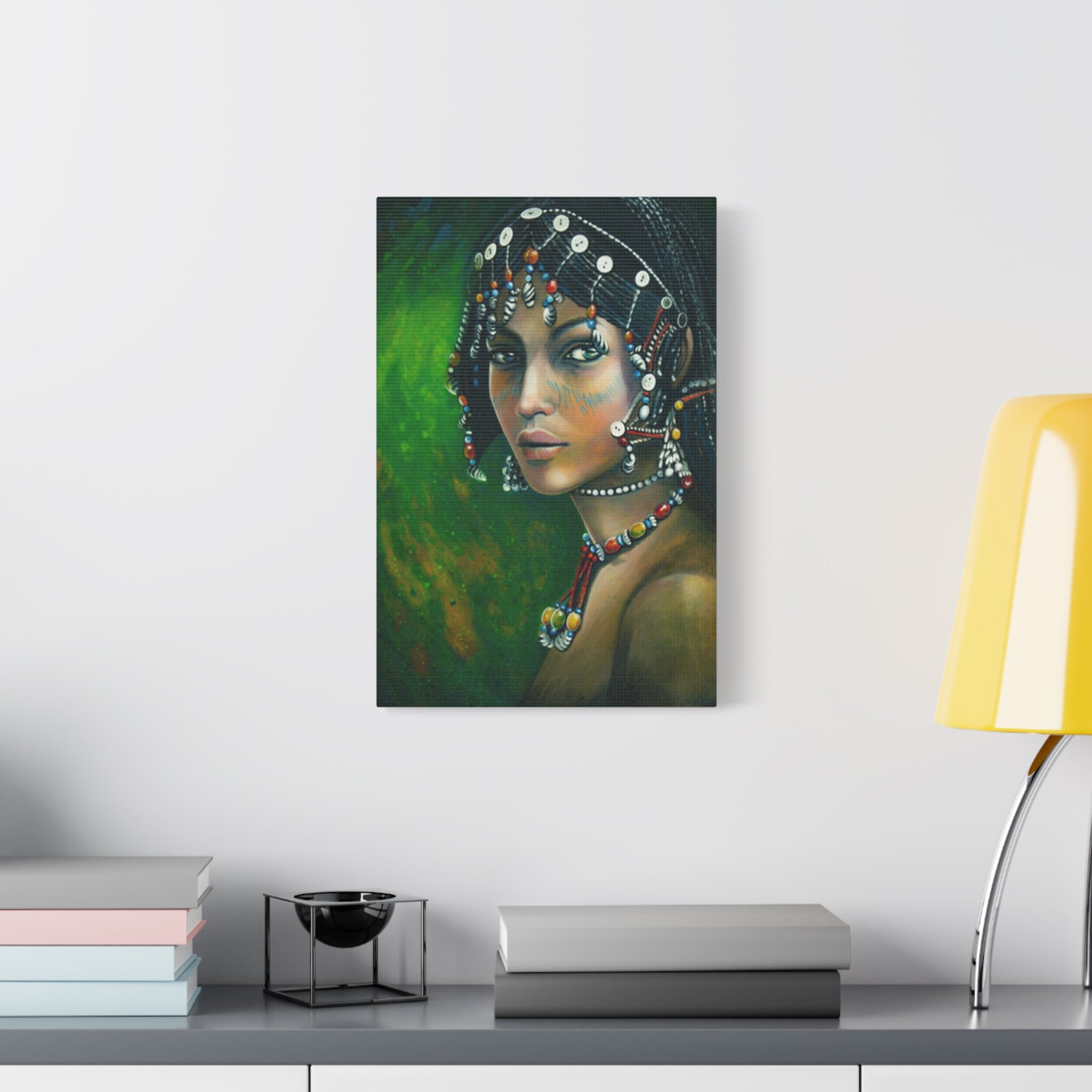 Bohemian Tribal Woman Portrait Canvas Print — Matte Stretched Wall Art 