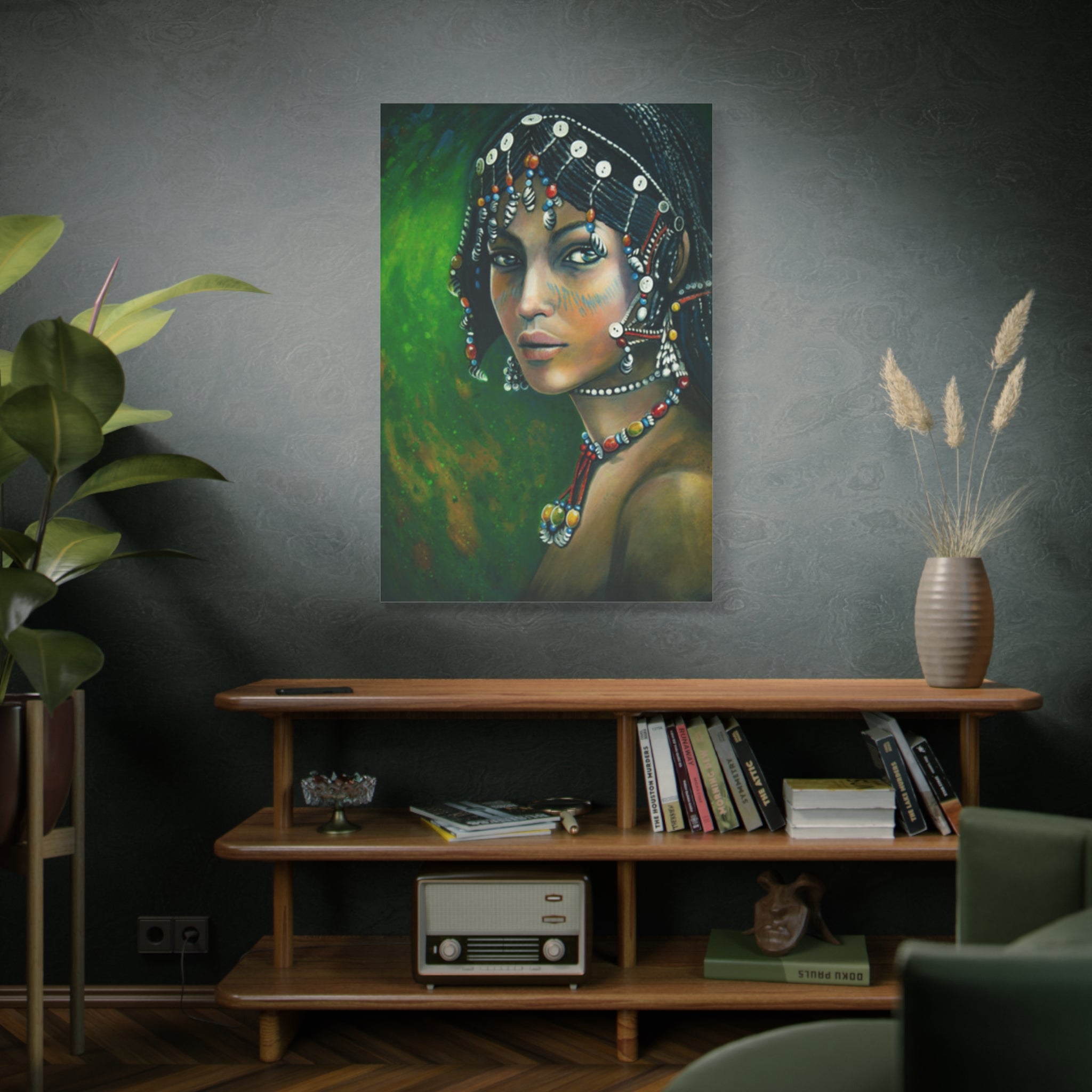 Bohemian Tribal Woman Portrait Canvas Print — Matte Stretched Wall Art 