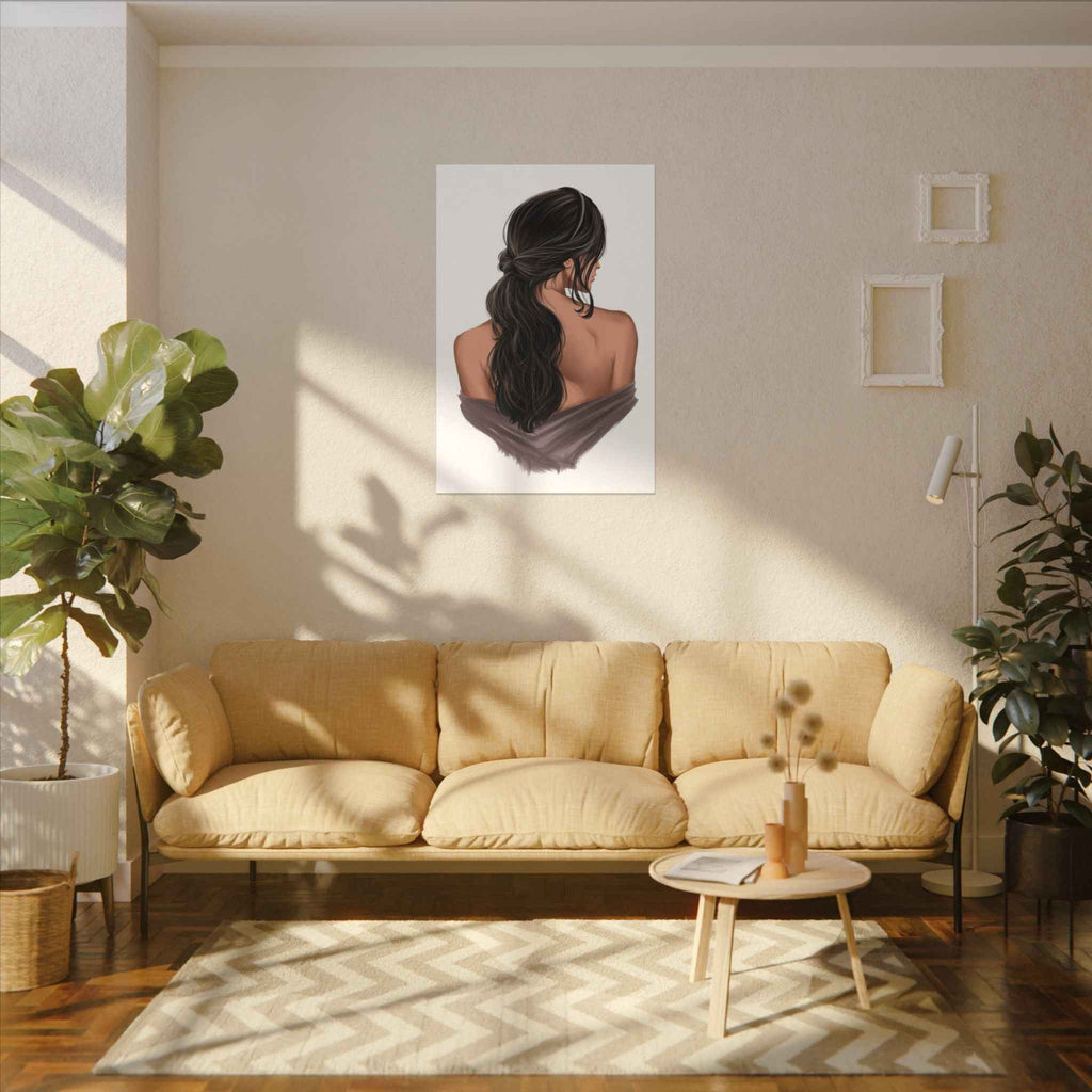 Portrait Canvas Print Woman Back View with Loose Ponytail – Perfect Home Decor for Every Room - TheKaraHan