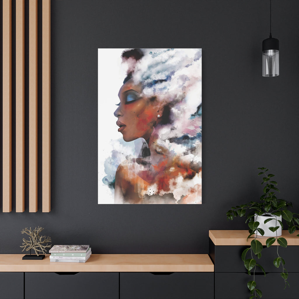 Abstract Watercolor Woman Art - Dreamy Canvas Portrait Wall Decor - TheKaraHan