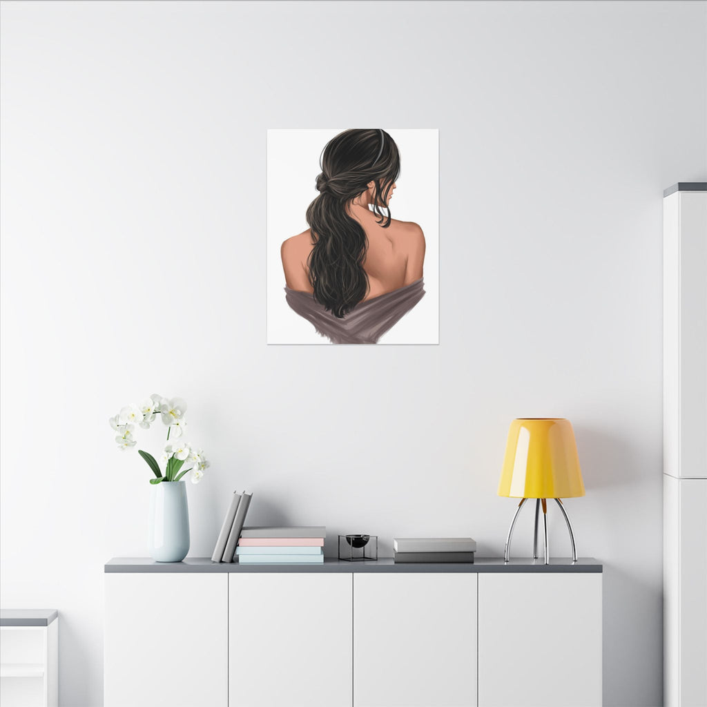 Portrait Canvas Print Woman Back View with Loose Ponytail – Perfect Home Decor for Every Room - TheKaraHan