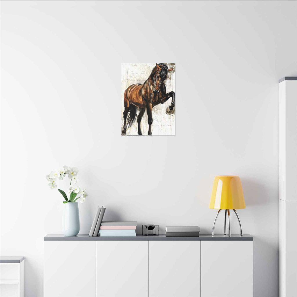 Horse Canvas Wall Art - Brown Stallion Matte Stretched Canvas for Home Decor - TheKaraHan