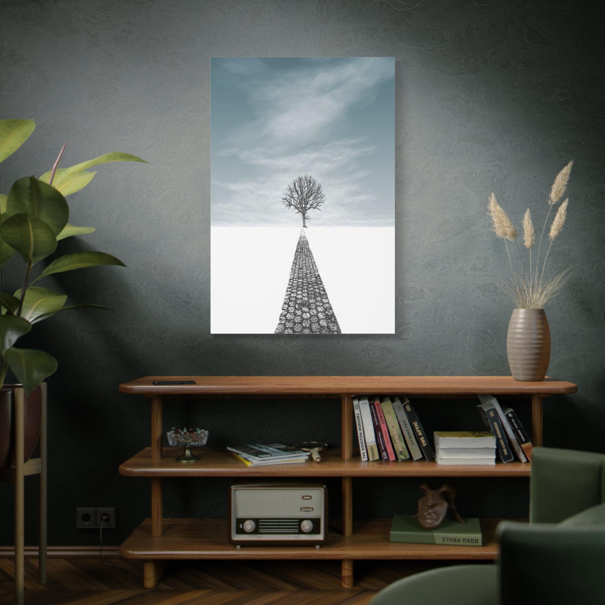 Minimalist Lone Tree Canvas Print — Stretched Matte Wall Art 
