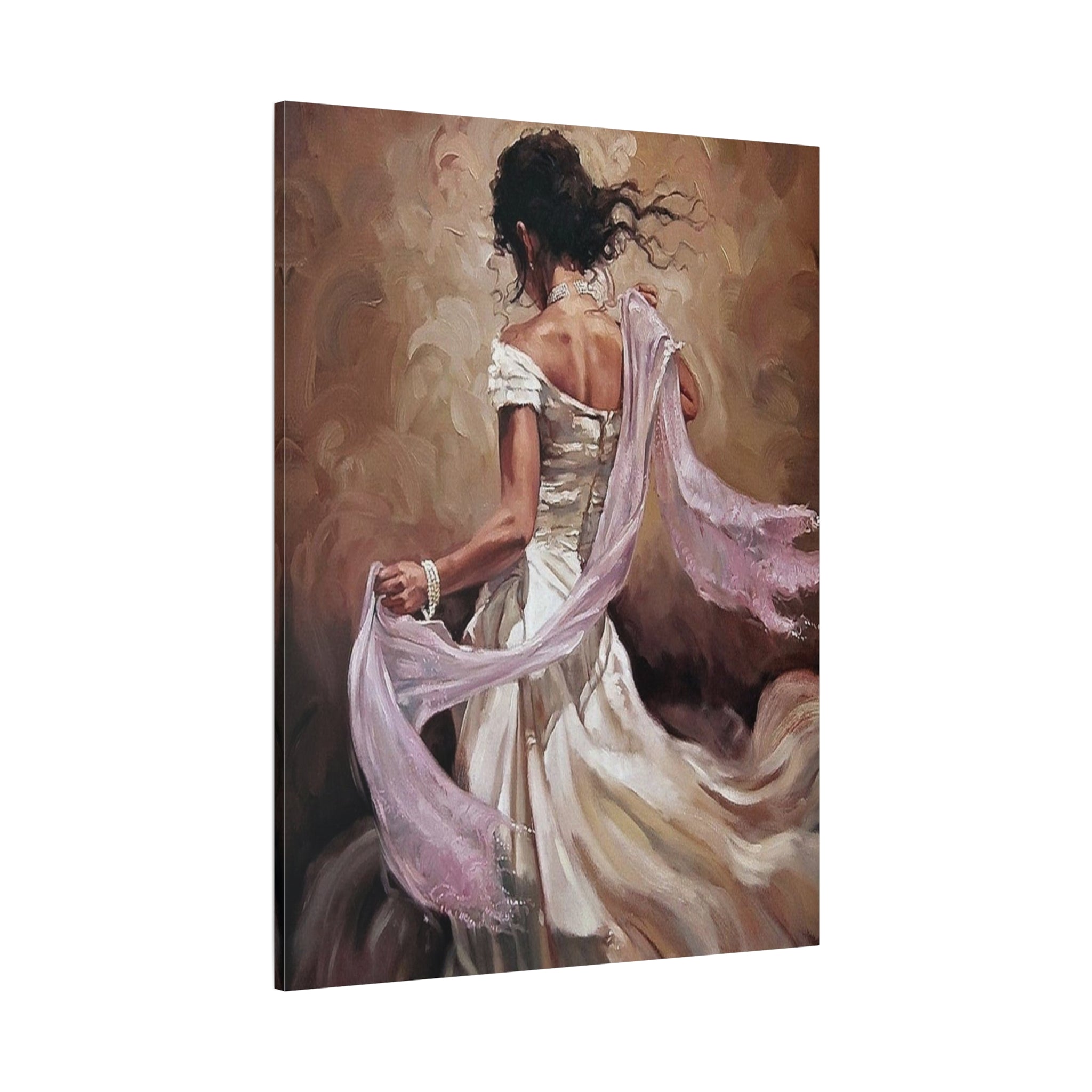 Romantic Dancing Woman Matte Canvas Print - Elegant Figurative Wall Art