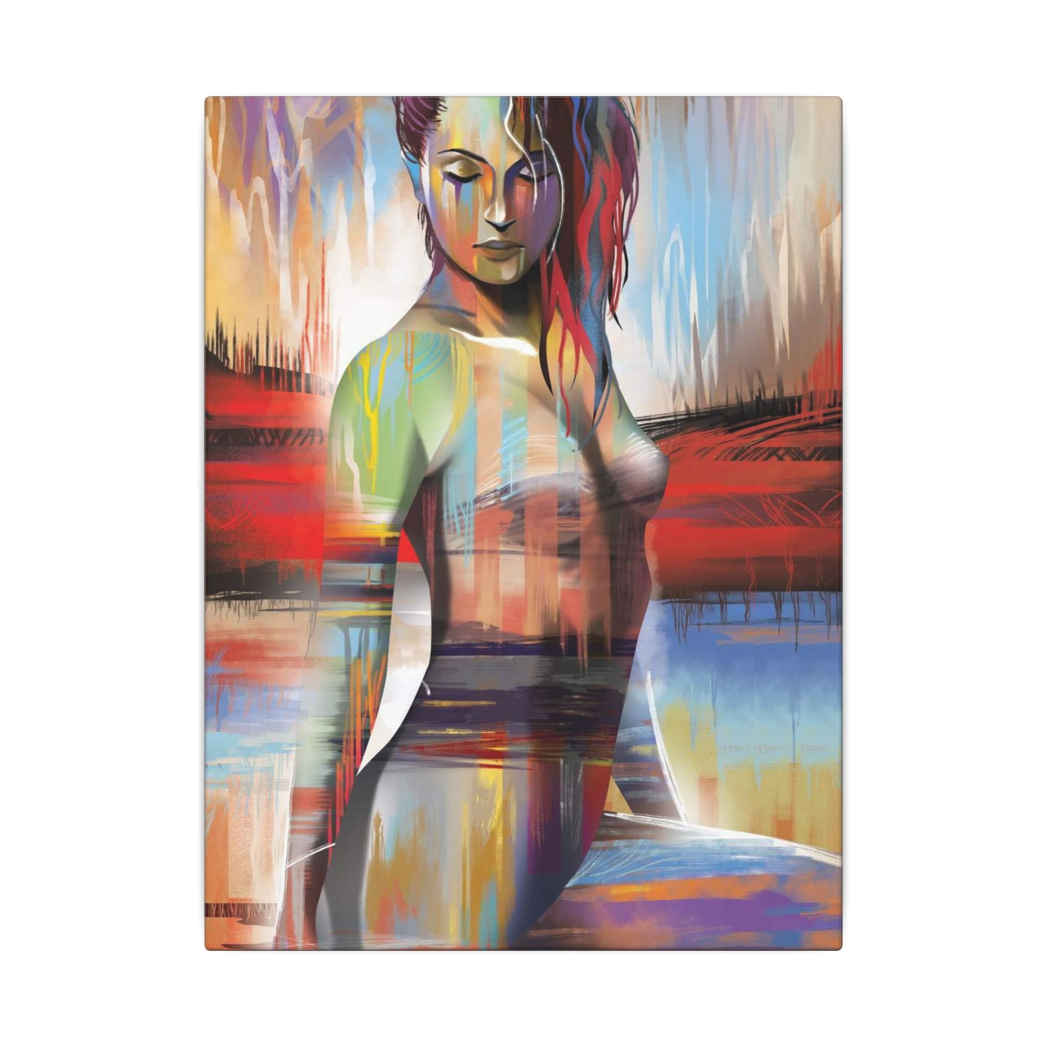 Abstract Colorful Woman Matte Canvas Print — Modern Figurative Wall Art 