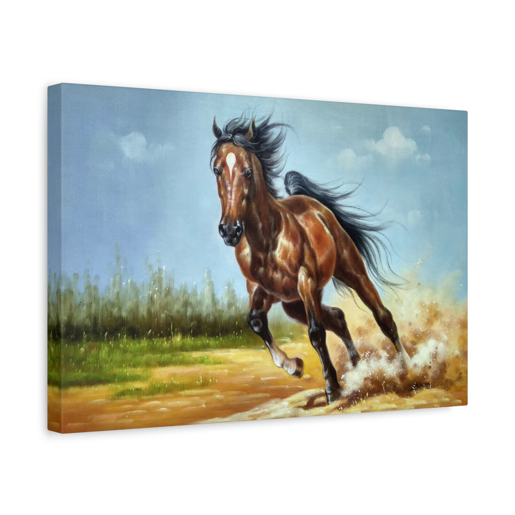 Running Stallion Matte Canvas Print — Horse Wall Art, Stretched 1.25" 
