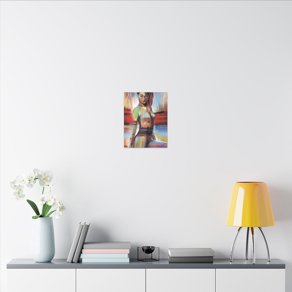 Abstract Colorful Woman Matte Canvas Print — Modern Figurative Wall Art 