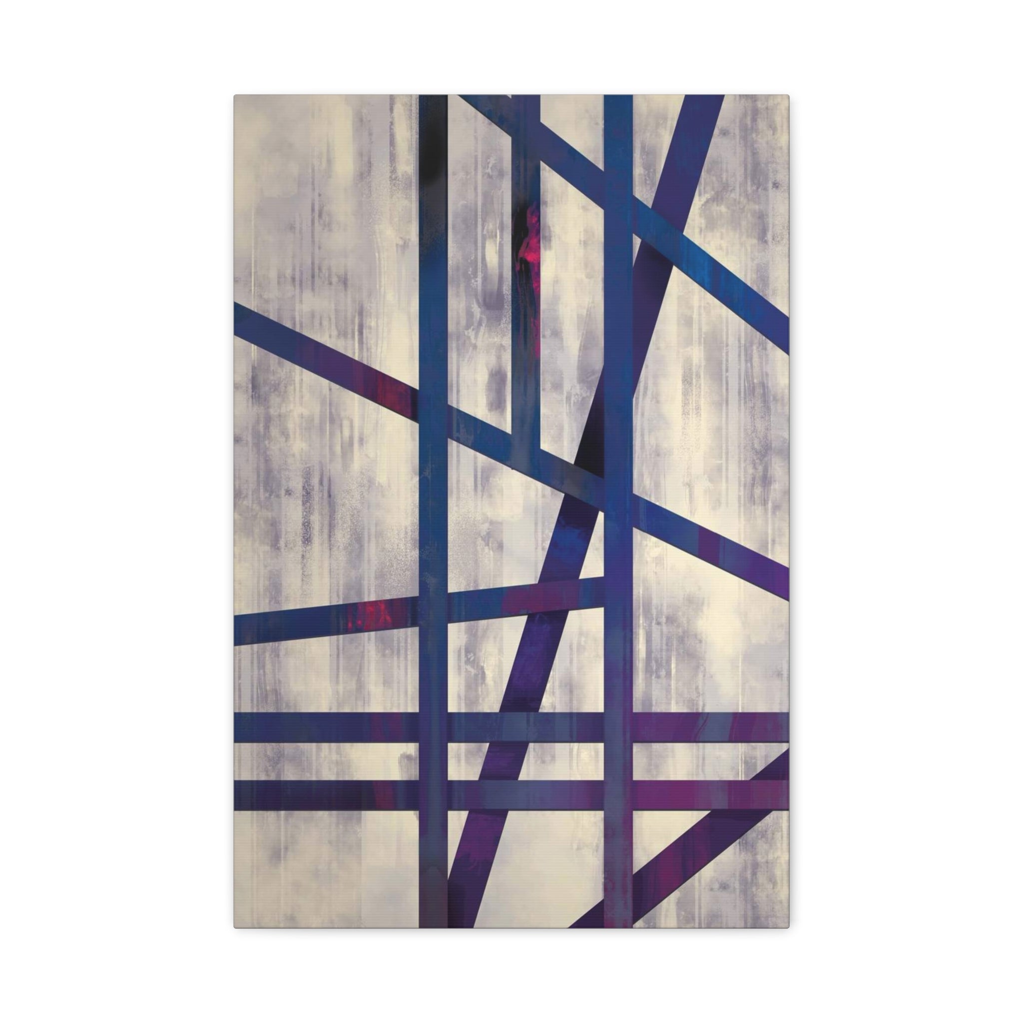 Abstract Geometric Canvas Print – Modern Blue & Purple Lines Art 