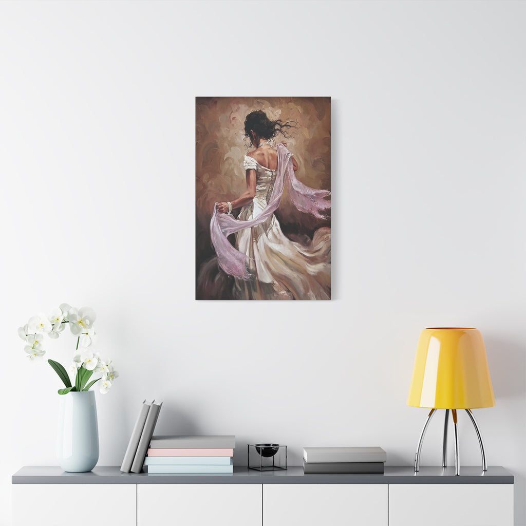 Romantic Dancing Woman Matte Canvas Print - Elegant Figurative Wall Art