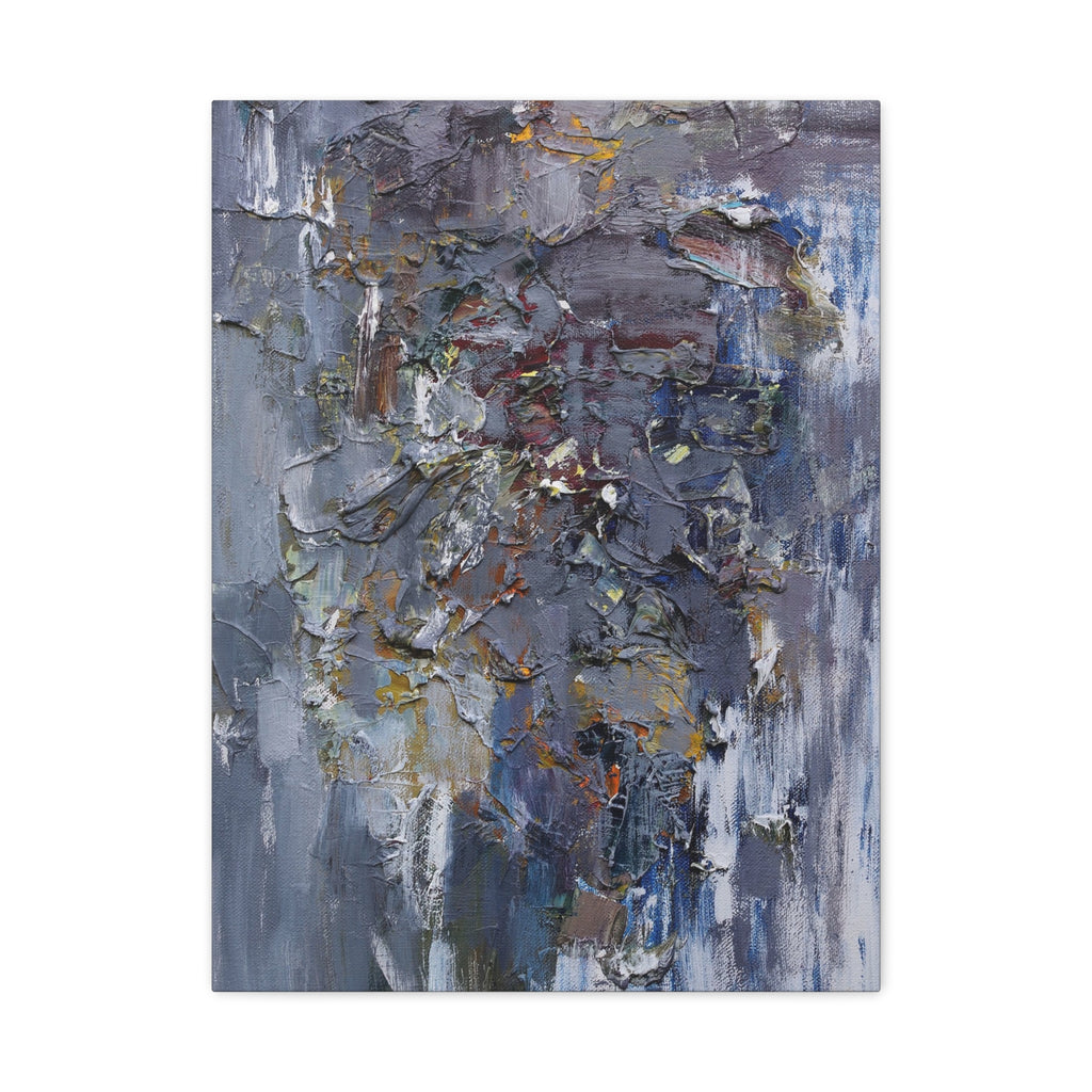 Abstract Textured Canvas Wall Art — Moody Blue Grey Palette - TheKaraHan