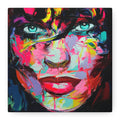 Colorful Abstract Portrait Canvas Print — Neon Female Face Matte Stretched Wall Art - TheKaraHan