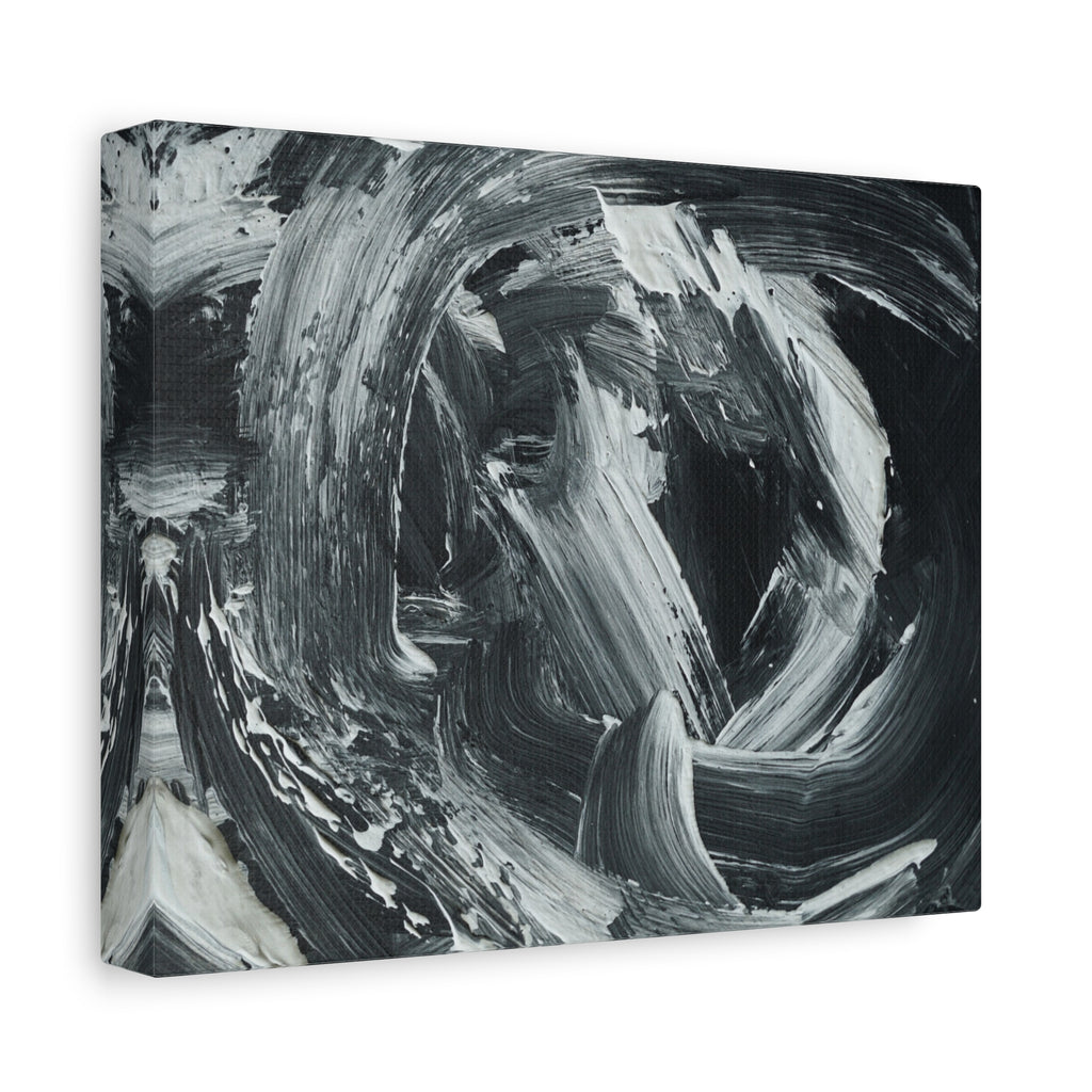 Abstract Black & White Swirl Matte Canvas Art — Minimalist Monochrome Wall Decor 