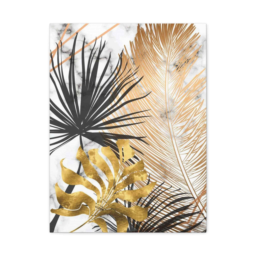 Gold and Black Tropical Art Print – Stunning Canvas Wall Décor - TheKaraHan