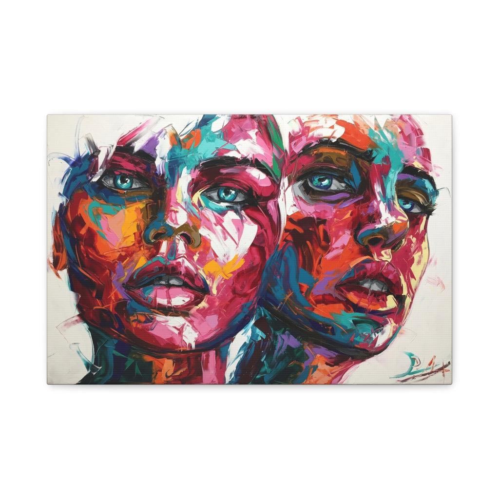 Colorful Abstract Portrait Wall Art — Vibrant Dual Faces Canvas Print - TheKaraHan