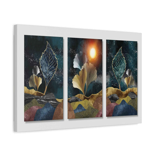 Abstract Botanical Triptych Canvas Wall Art – Modern Leaf Wall Decor