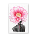 Pink Gerbera Floral Bust Wall Art Canvas – Minimalist Abstract Flower Portrait