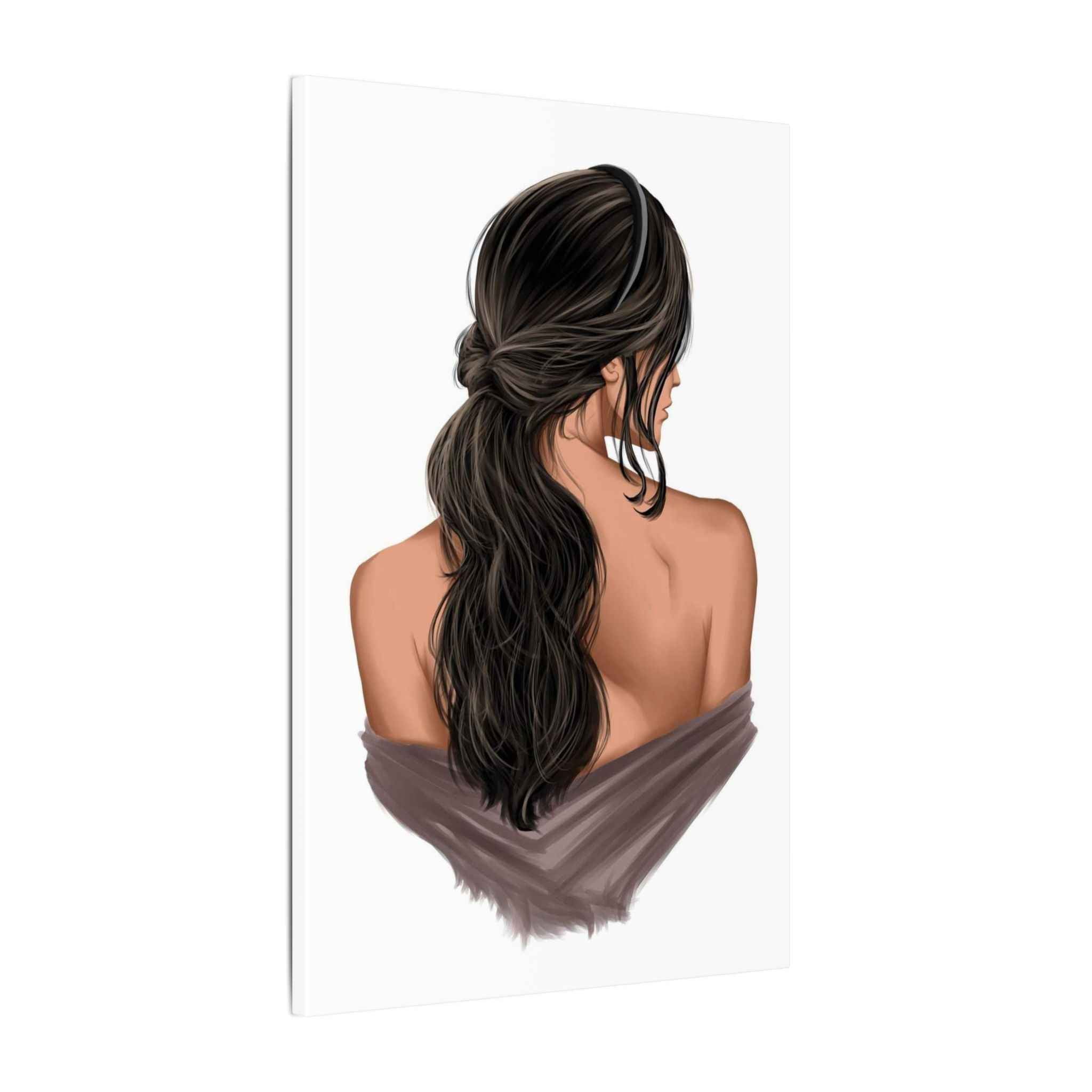 Portrait Canvas Print Woman Back View with Loose Ponytail – Perfect Home Decor for Every Room - TheKaraHan