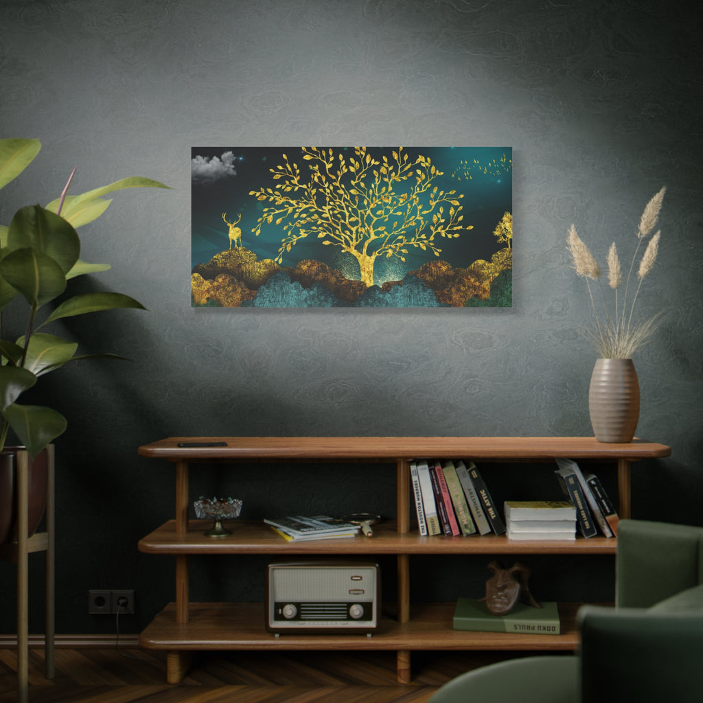 Golden Tree Nightscape Canvas Wall Art — Stretched Matte 1.25"