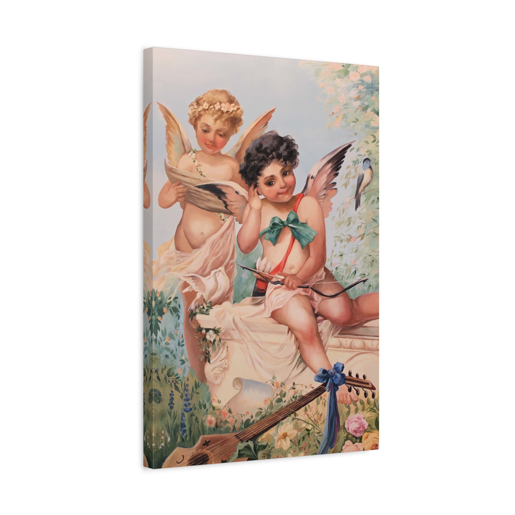 Cherubs Vintage Art Canvas Print — Romantic Angel Wall Decor 