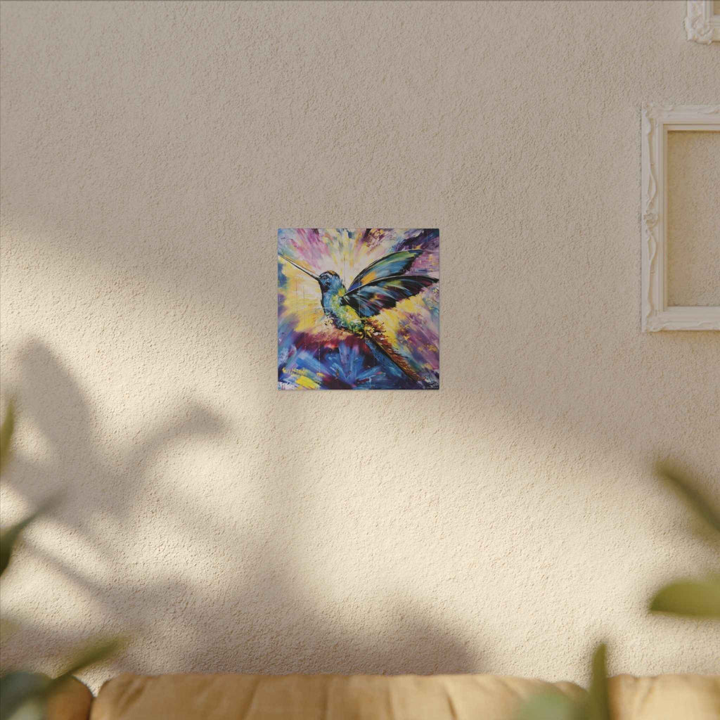 Vibrant Hummingbird Canvas Art - Colorful Abstract Bird Wall Decor (Matte Stretched) - TheKaraHan