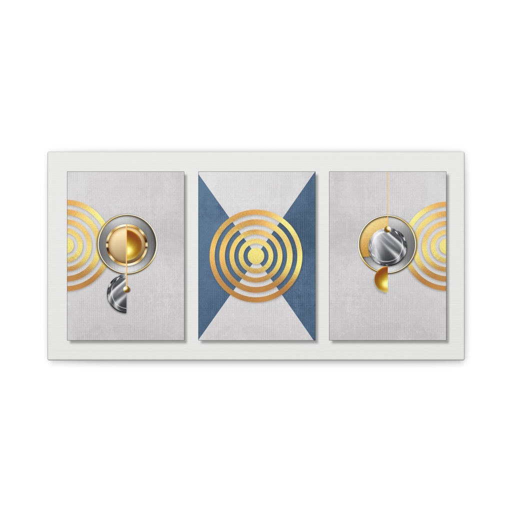 Geometric Gold Canvas Art - Elegant Triptych for Modern Decor - TheKaraHan