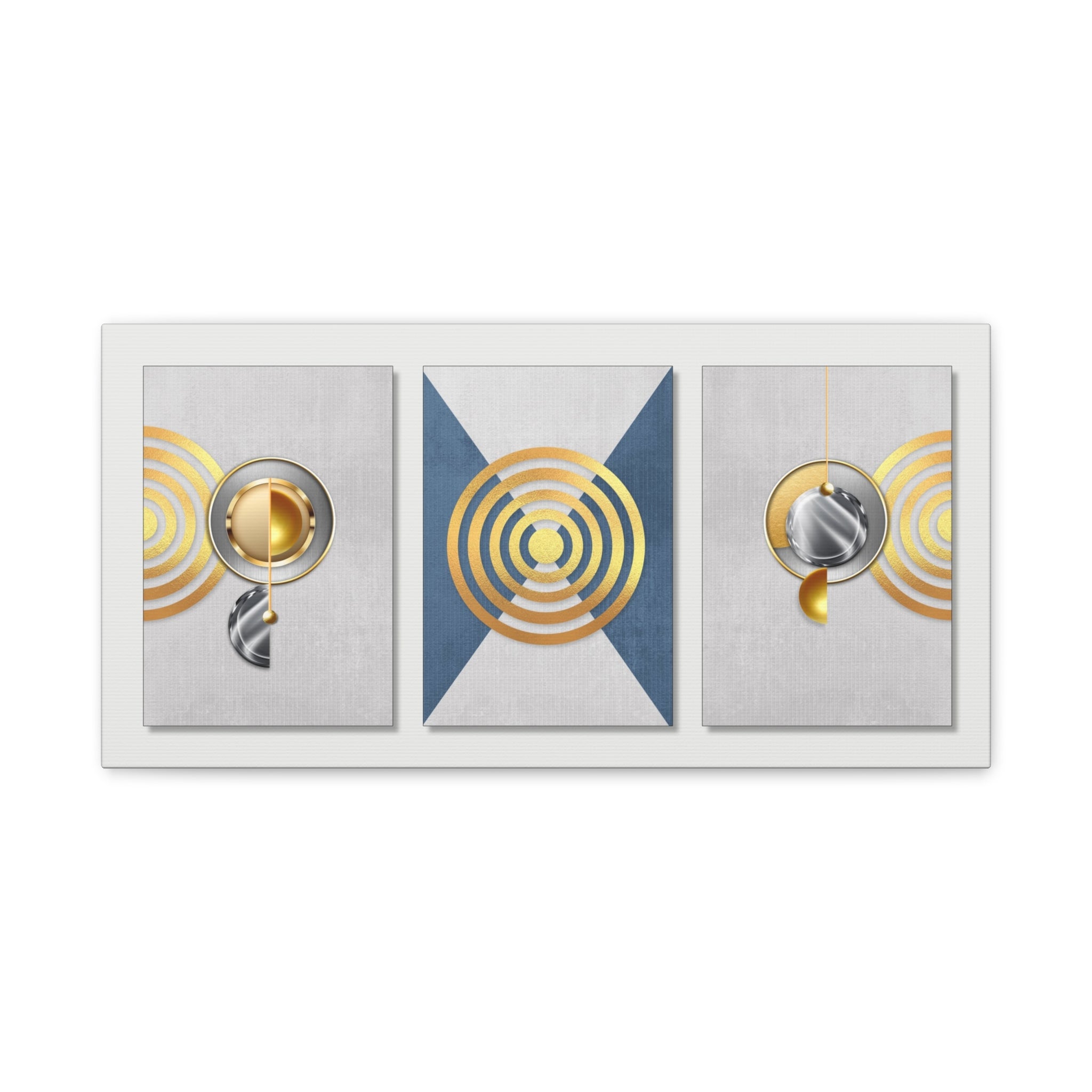 Geometric Gold Canvas Art - Elegant Triptych for Modern Decor - TheKaraHan