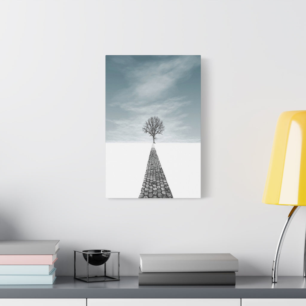 Minimalist Lone Tree Canvas Print — Stretched Matte Wall Art 
