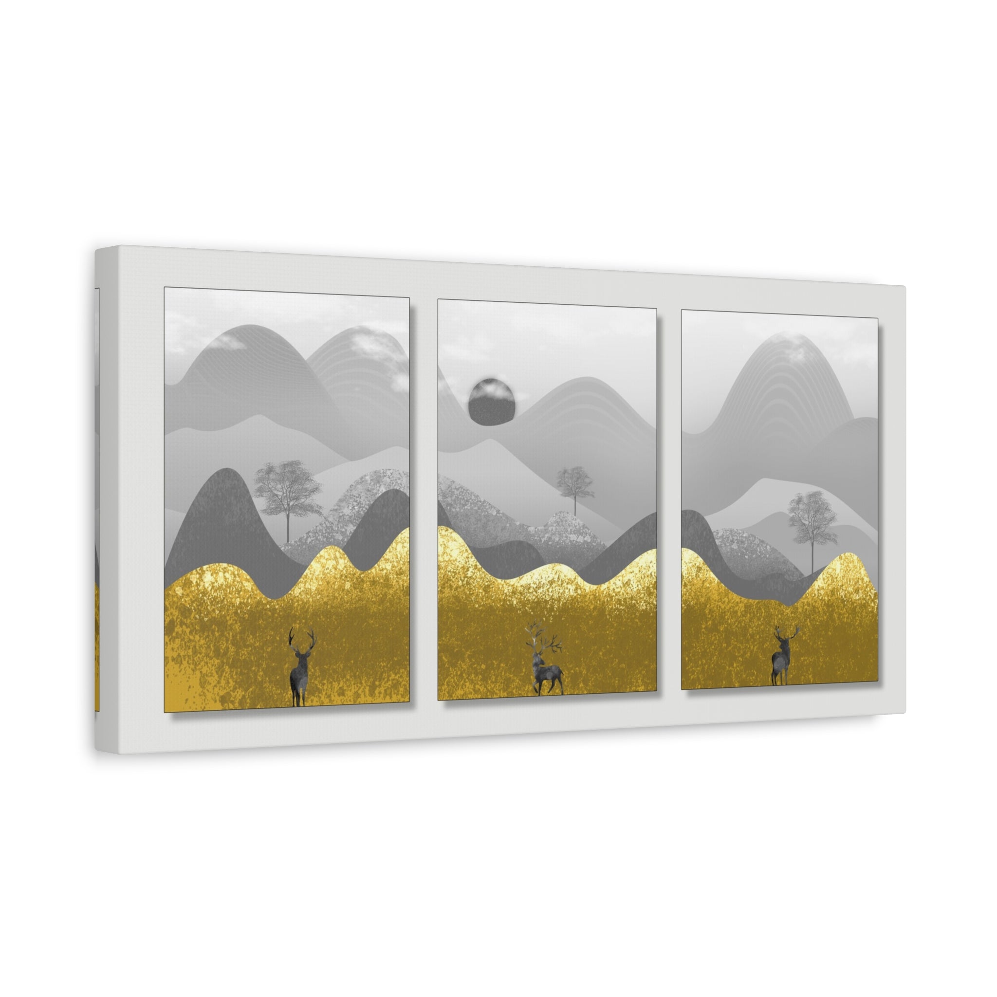 Gold Mountain Triptych Canvas Art for Stunning Home Decor - TheKaraHan