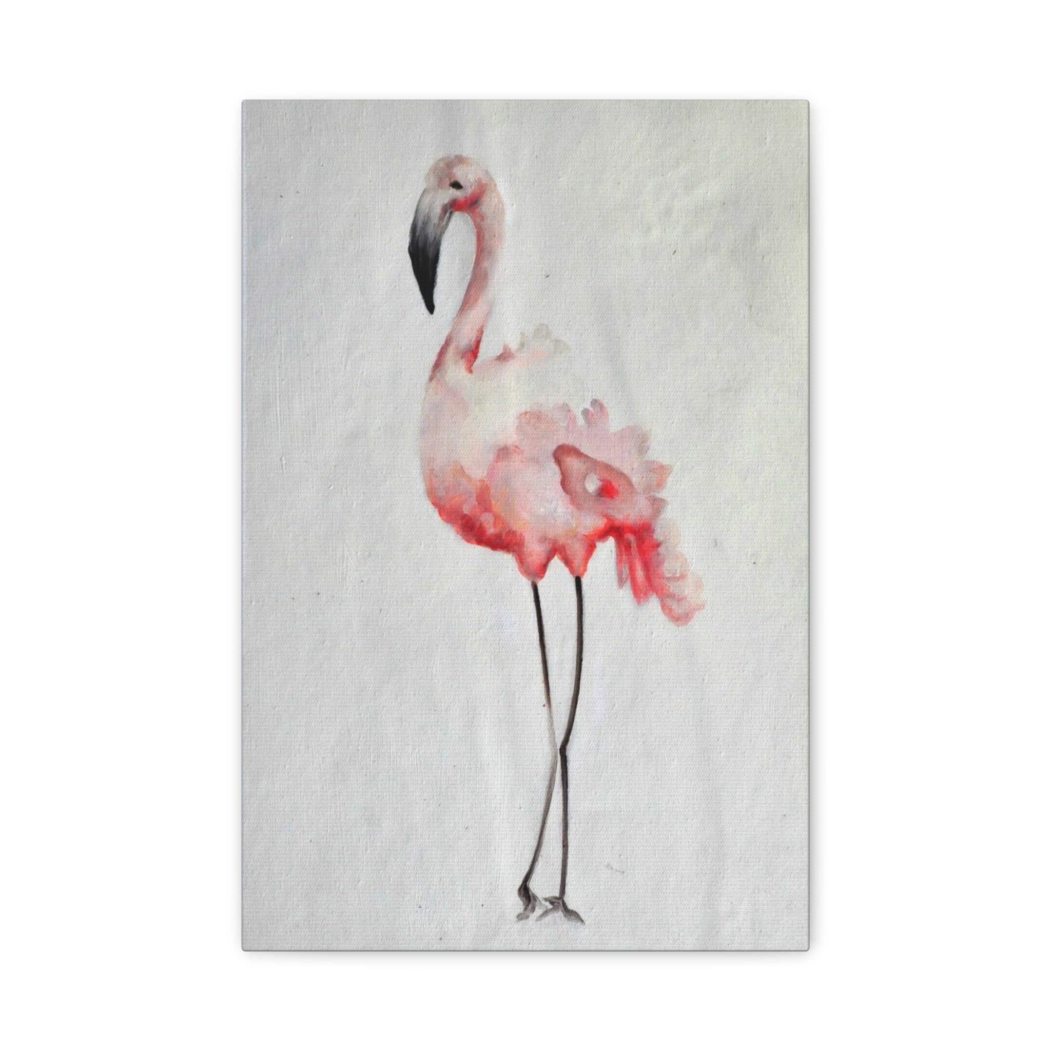 Watercolor Pink Flamingo Canvas Print — Matte Stretched Wall Art 