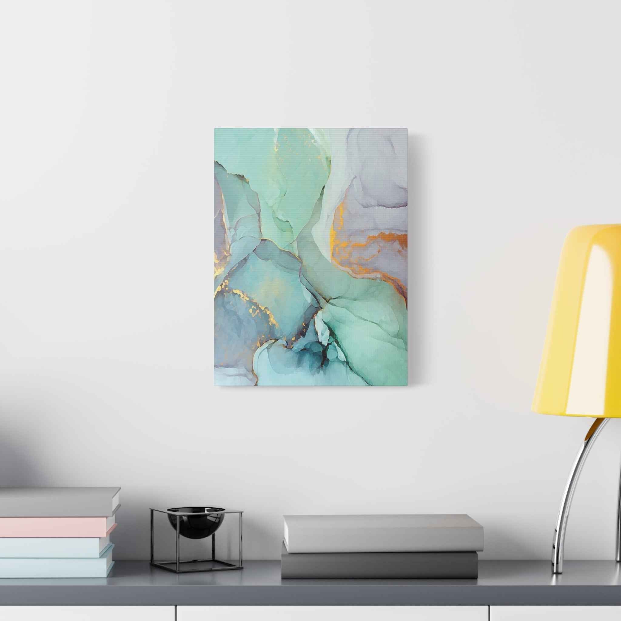 Aqua Marble Canvas Art - Matte Stretched Abstract Wall Print for Modern Decor - TheKaraHan